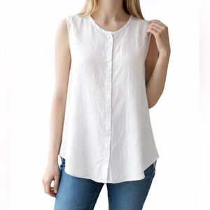 Unsubscribed Silk Tank Top White Silk Button Front Size Medium NEW Style 1895